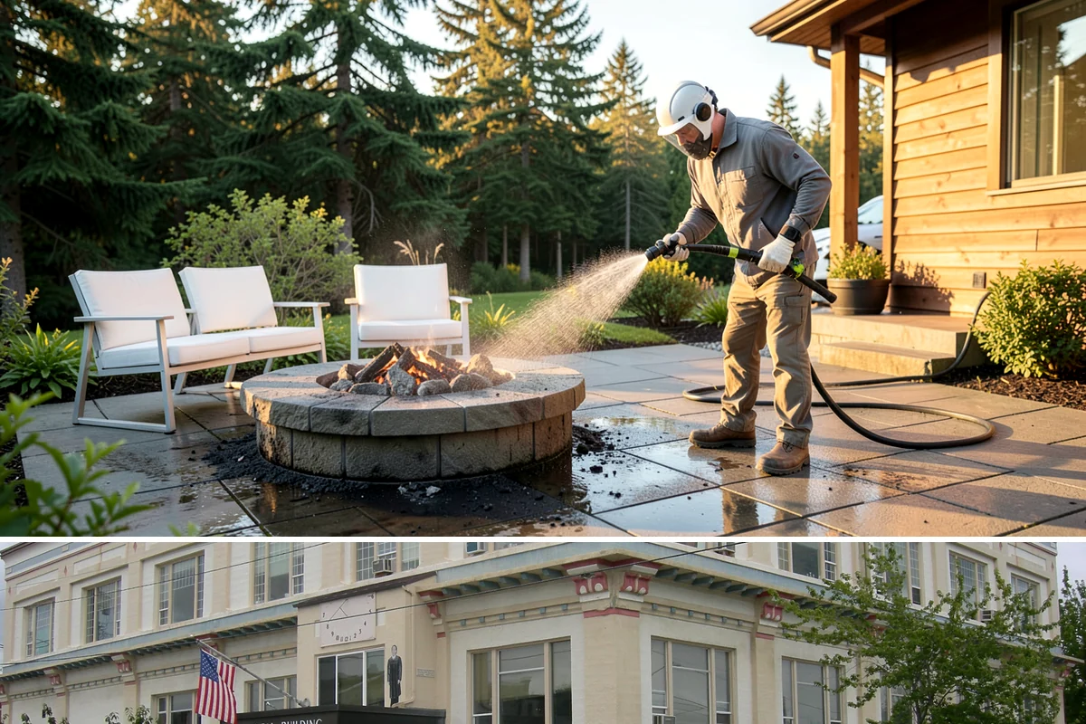 Front Walkway Washing in Anacortes, Skagit County, WA - Front walkways look best cleaned in early summer and again in fall after needle drop.