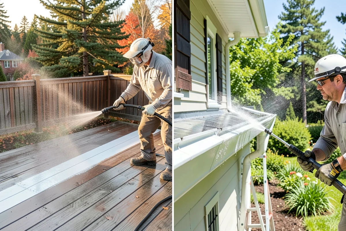 Front Walkway Washing in Arlington, Snohomish County, WA - Clear needles and leaf litter from the full run