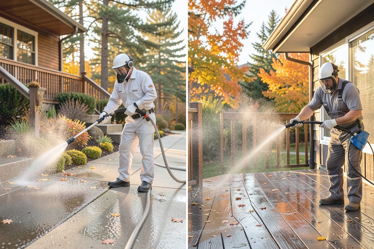Front Walkway Washing in Auburn, King County, WA - Clear needles and leaf litter from the full run