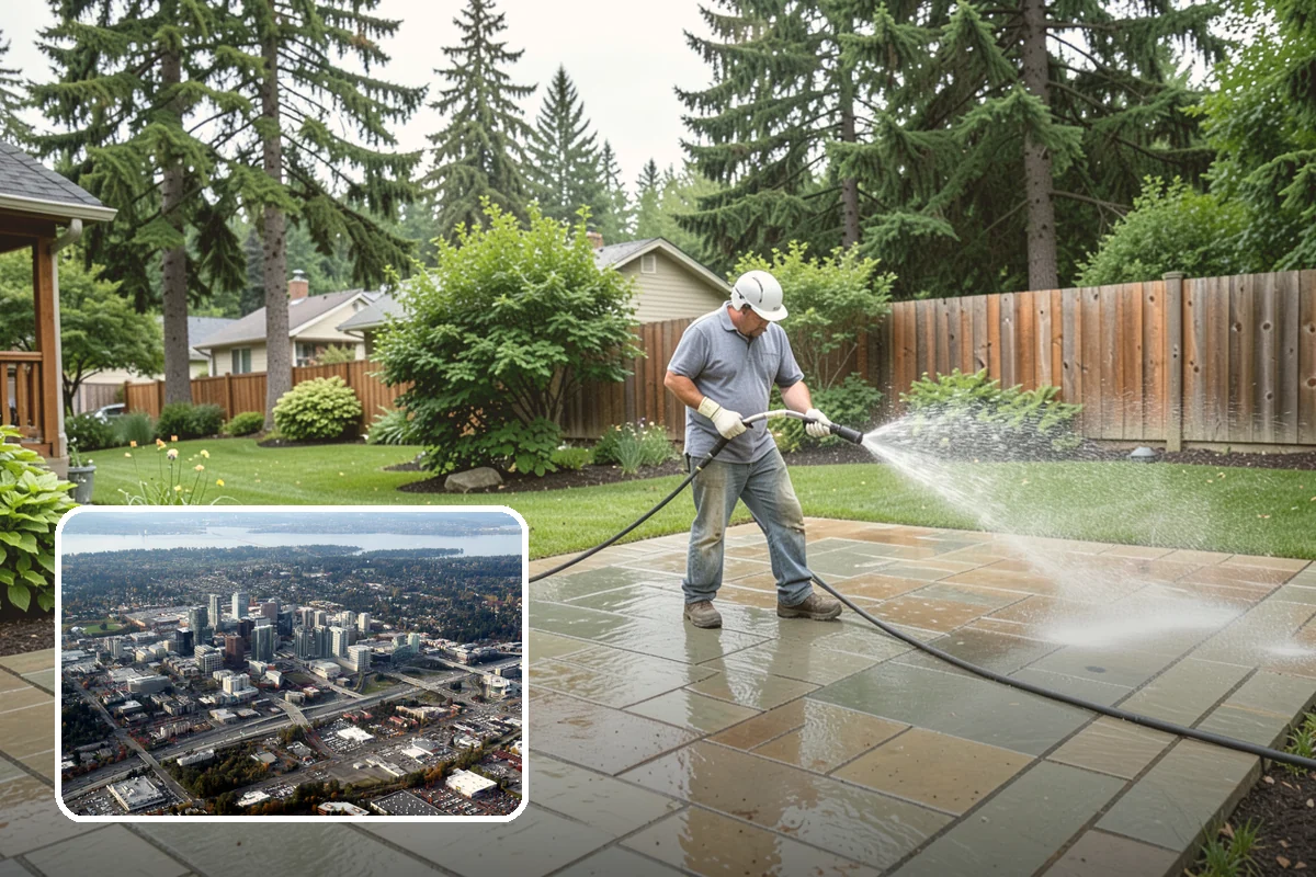 Front Walkway Washing in Bellevue, King County, WA - Boosts curb appeal along the primary approach