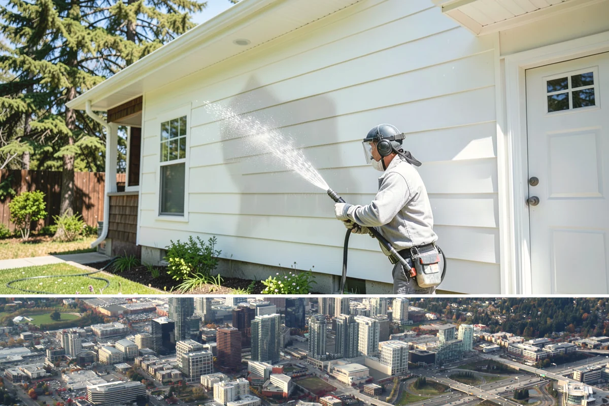 Front Walkway Washing in Bellevue, King County, WA - Front walkways look best cleaned in early summer and again in fall after needle drop.