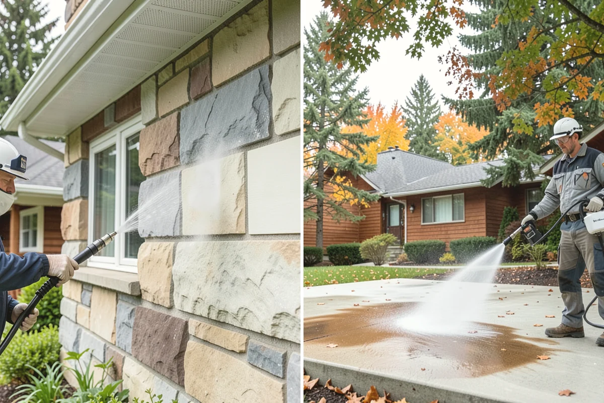 Front Walkway Washing in Black Diamond, King County, WA - Clear needles and leaf litter from the full run