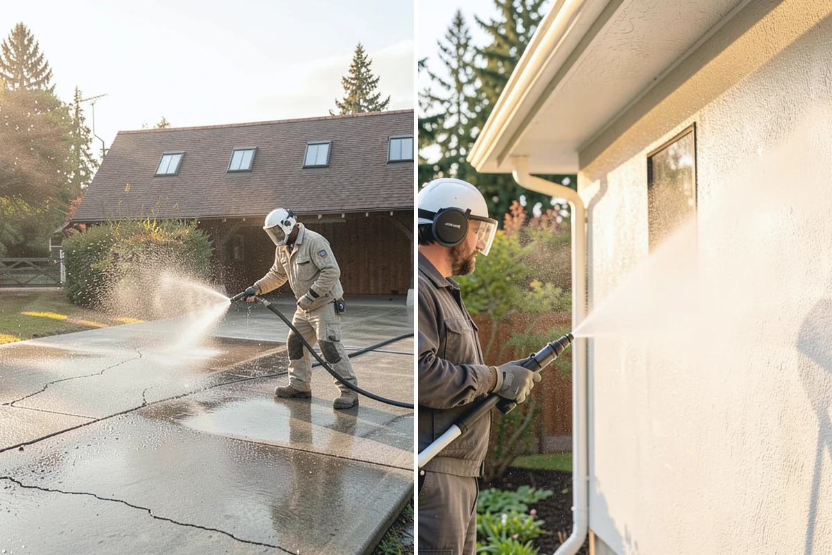 Front Walkway Washing in Bonney Lake, Pierce County, WA - Clear needles and leaf litter from the full run