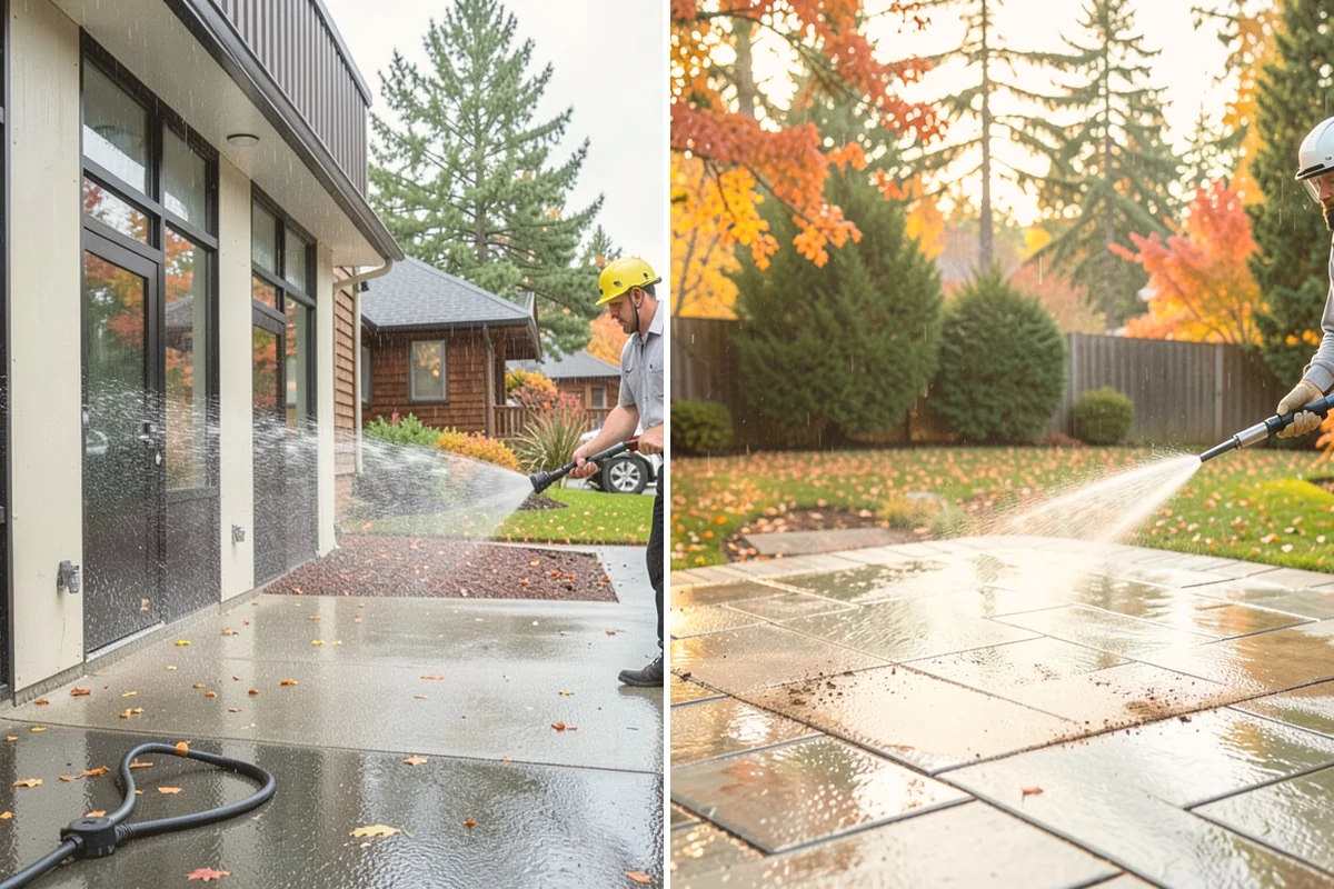 Front Walkway Washing in Brier, Snohomish County, WA - Clear needles and leaf litter from the full run
