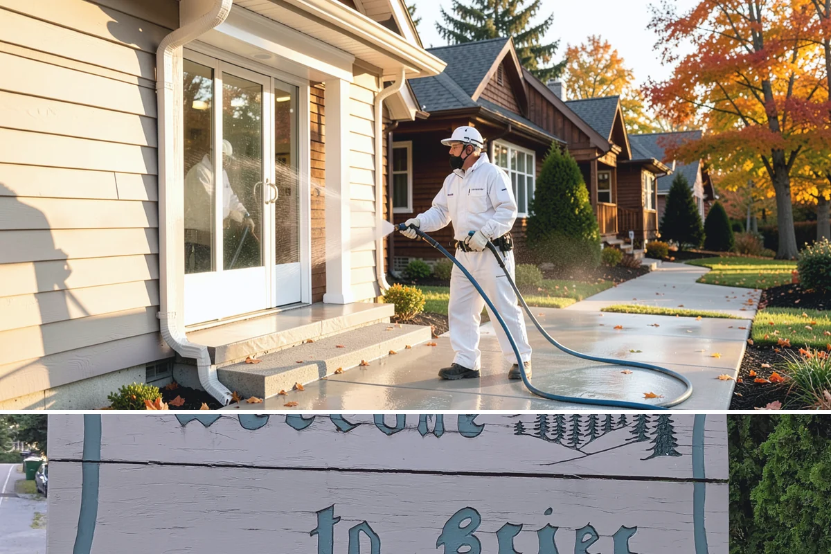 Front Walkway Washing in Brier, Snohomish County, WA - Front walkways look best cleaned in early summer and again in fall after needle drop.
