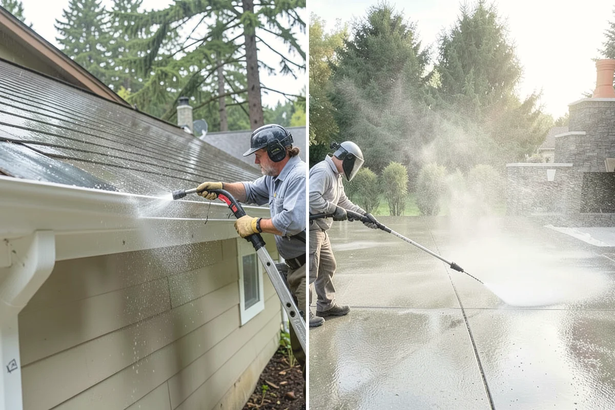 Front Walkway Washing in Burlington, Skagit County, WA - Clear needles and leaf litter from the full run