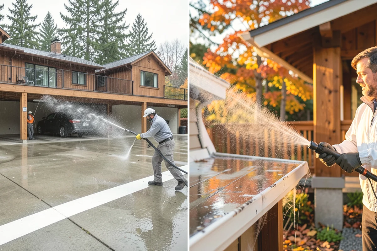 Front Walkway Washing in Carbonado, Pierce County, WA - Clear needles and leaf litter from the full run