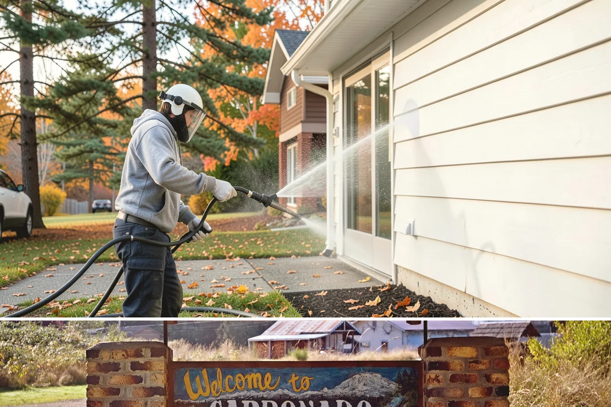 Front Walkway Washing in Carbonado, Pierce County, WA - Front walkways look best cleaned in early summer and again in fall after needle drop.