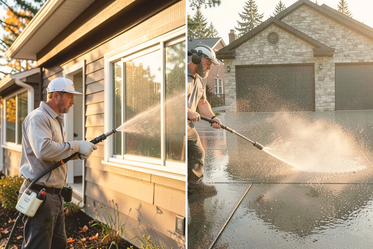 Front Walkway Washing in Eatonville, Pierce County, WA - Clear needles and leaf litter from the full run