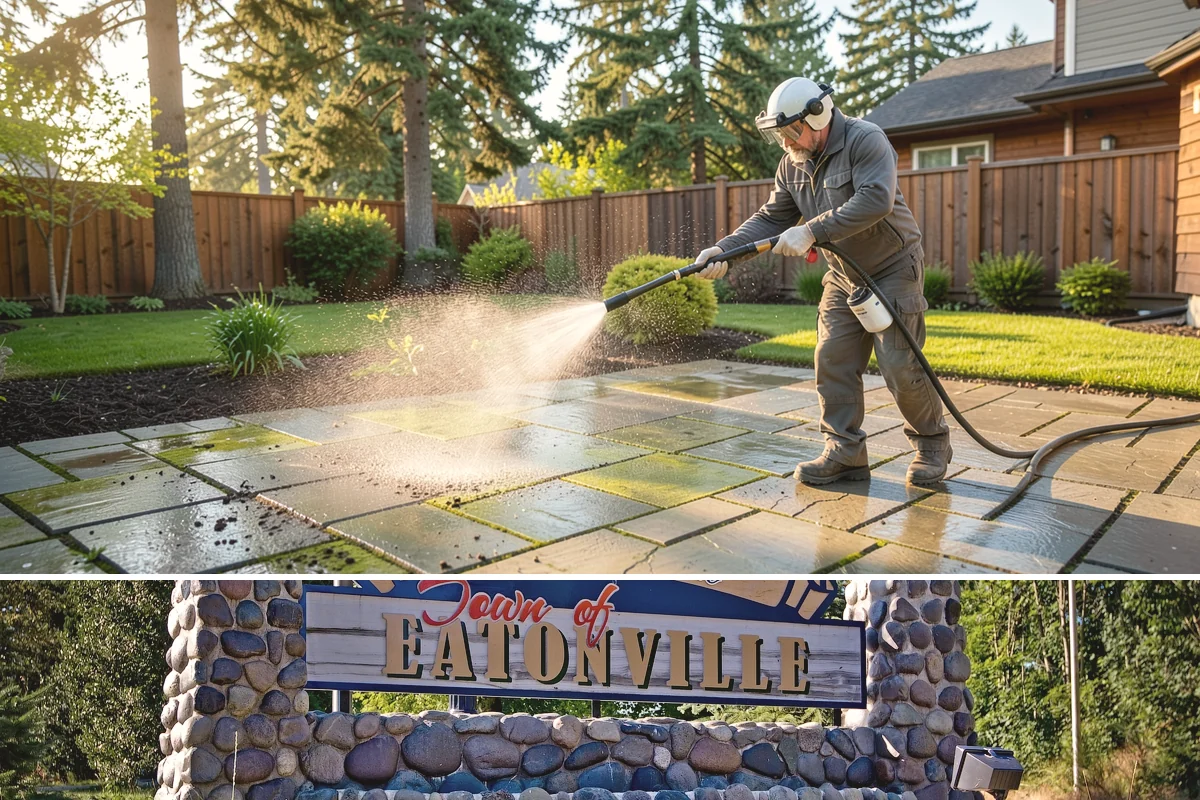 Front Walkway Washing in Eatonville, Pierce County, WA - Front walkways look best cleaned in early summer and again in fall after needle drop.