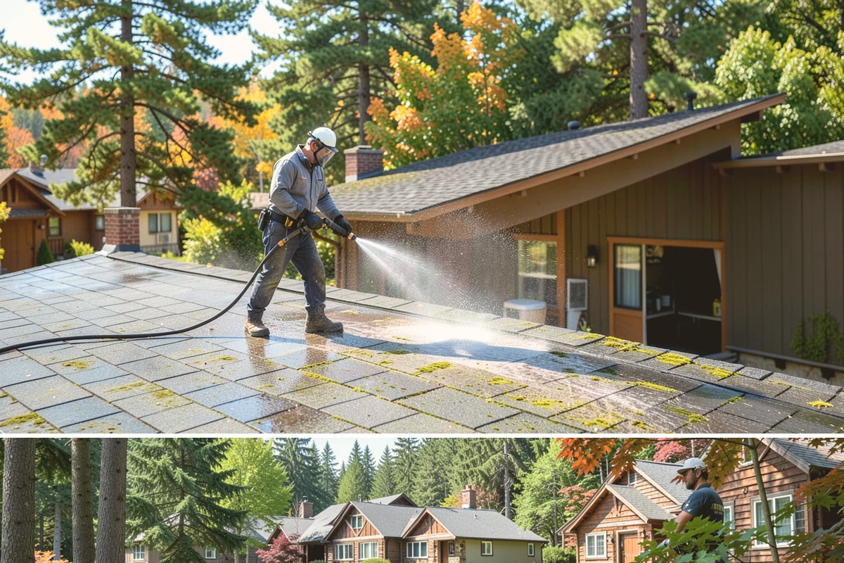 Front Walkway Washing in Edgewood, Pierce County, WA - Front walkways look best cleaned in early summer and again in fall after needle drop.