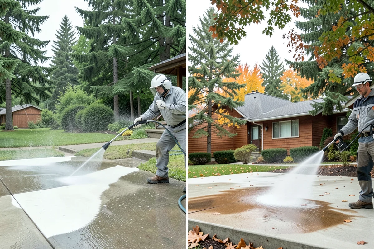 Front Walkway Washing in Federal Way, King County, WA - Clear needles and leaf litter from the full run