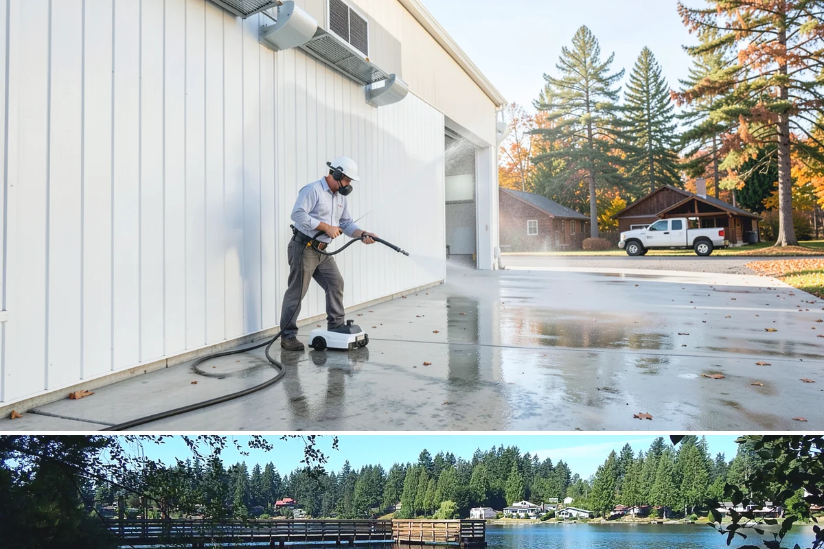 Front Walkway Washing in Federal Way, King County, WA - Front walkways look best cleaned in early summer and again in fall after needle drop.