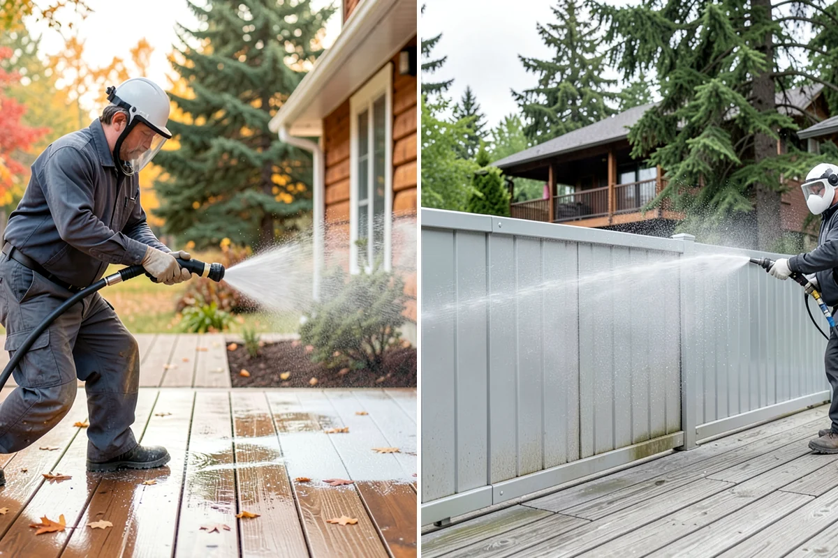 Front Walkway Washing in Gig Harbor, Pierce County, WA - Clear needles and leaf litter from the full run