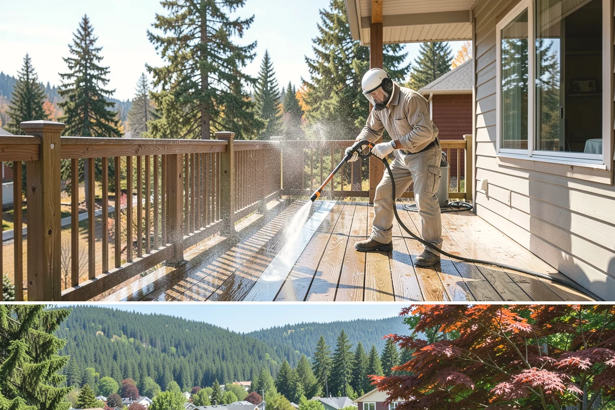 Front Walkway Washing in Index, Snohomish County, WA - Front walkways look best cleaned in early summer and again in fall after needle drop.