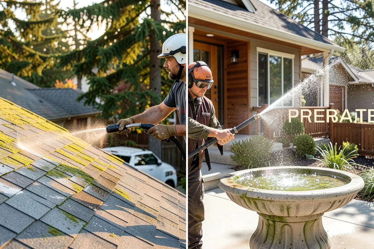 Front Walkway Washing in Kenmore, King County, WA - Clear needles and leaf litter from the full run