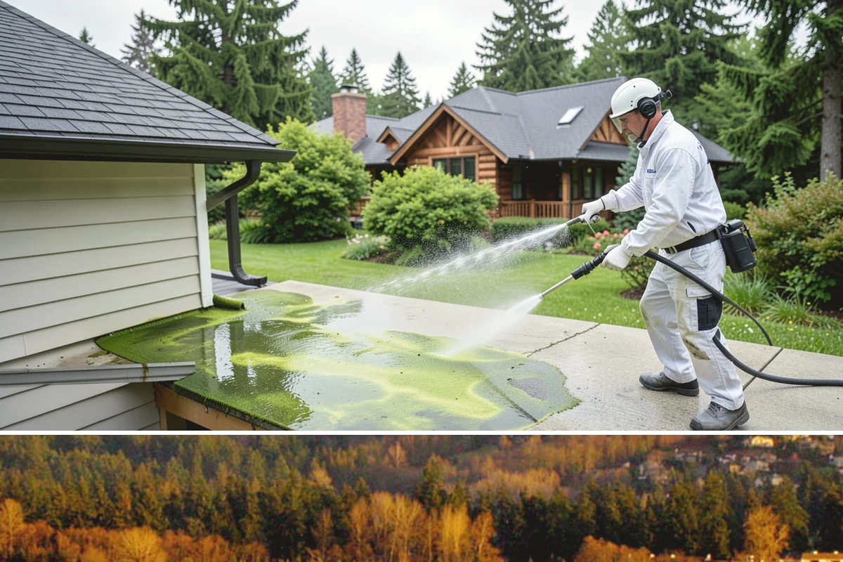 Front Walkway Washing in Kenmore, King County, WA - Front walkways look best cleaned in early summer and again in fall after needle drop.