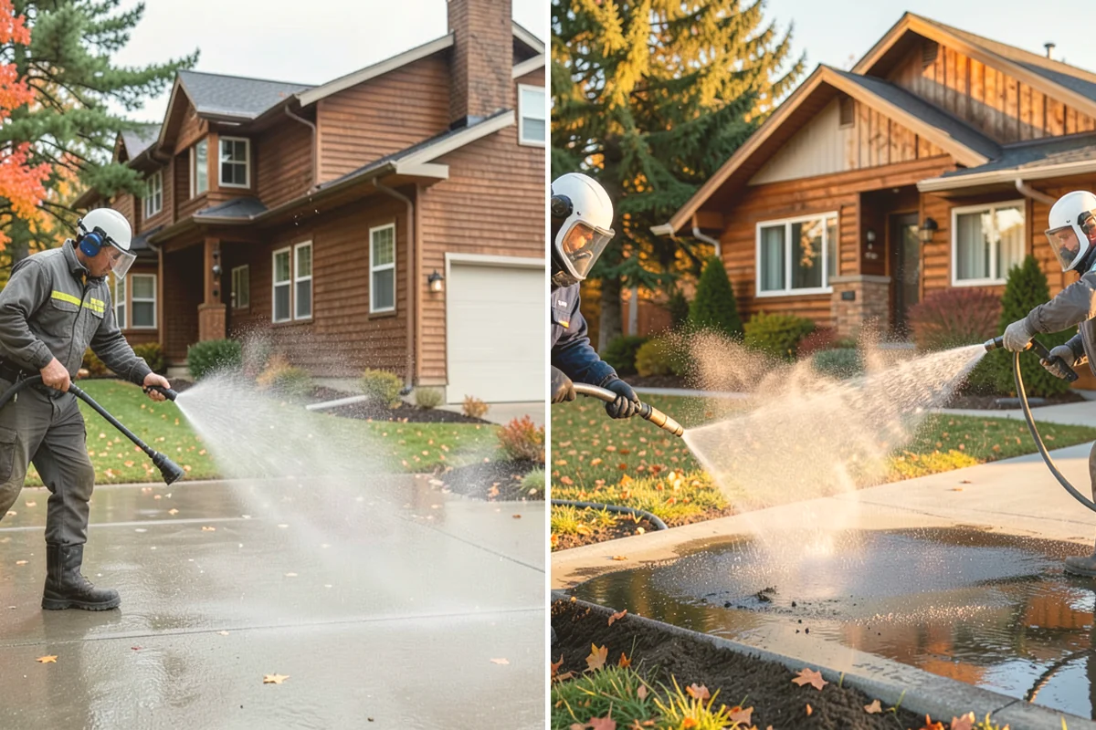 Front Walkway Washing in Kent, King County, WA - Clear needles and leaf litter from the full run