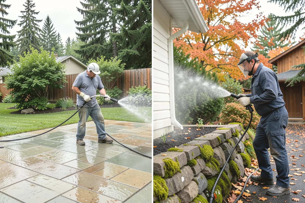 Front Walkway Washing in La Conner, Skagit County, WA - Clear needles and leaf litter from the full run