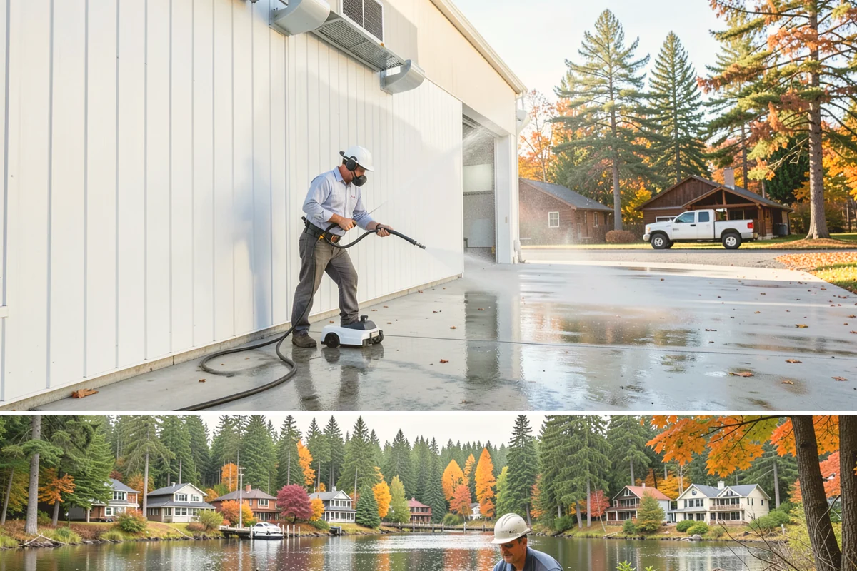 Front Walkway Washing in La Conner, Skagit County, WA - Front walkways look best cleaned in early summer and again in fall after needle drop.