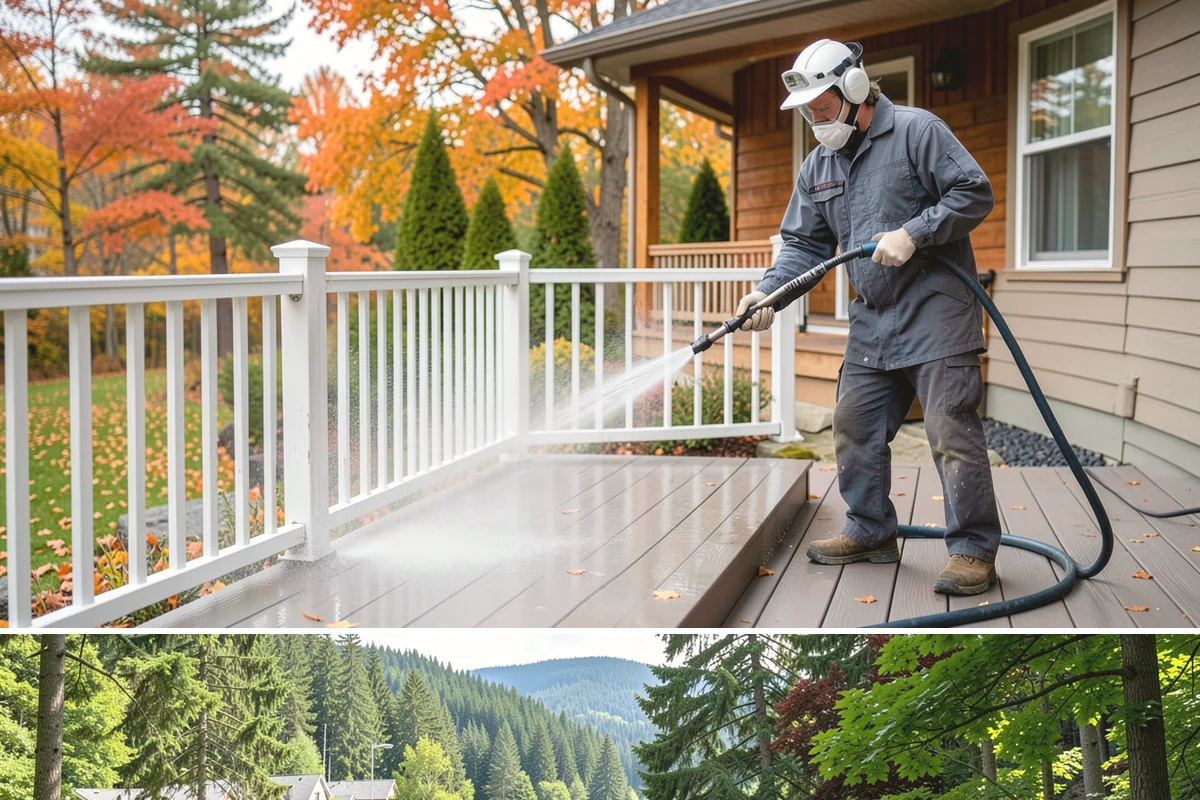 Front Walkway Washing in Lake Forest Park, King County, WA - Front walkways look best cleaned in early summer and again in fall after needle drop.