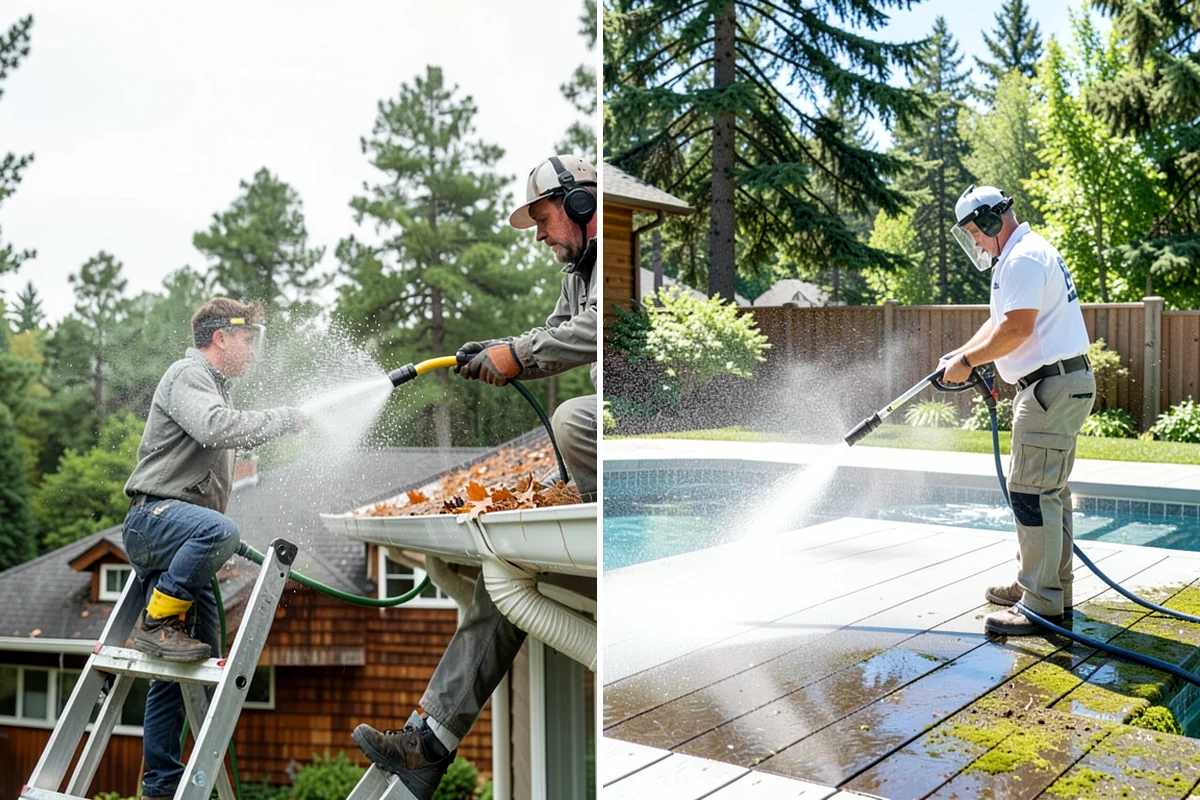 Front Walkway Washing in Lyman, Skagit County, WA - Clear needles and leaf litter from the full run