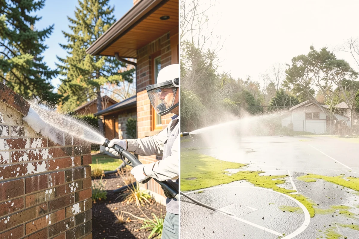 Front Walkway Washing in Lynnwood, Snohomish County, WA - Clear needles and leaf litter from the full run