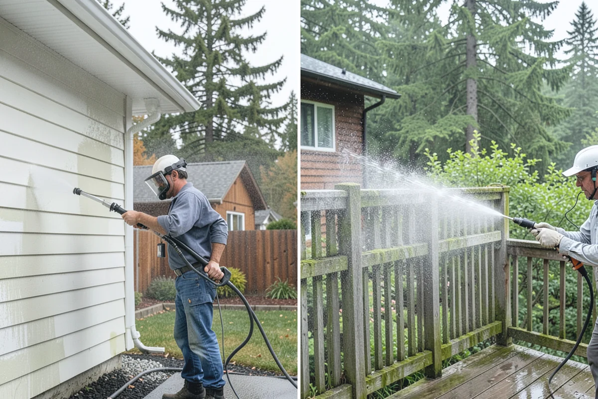 Front Walkway Washing in Marysville, Snohomish County, WA - Clear needles and leaf litter from the full run