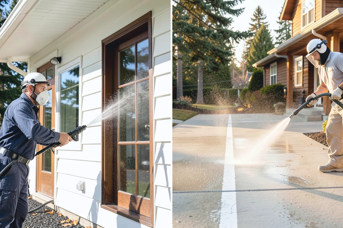 Front Walkway Washing in Medina, King County, WA - Clear needles and leaf litter from the full run