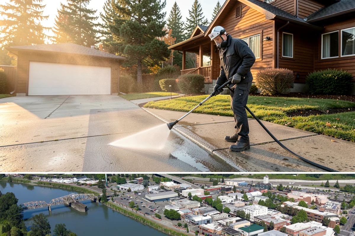 Front Walkway Washing in Mount Vernon, Skagit County, WA - Front walkways look best cleaned in early summer and again in fall after needle drop.