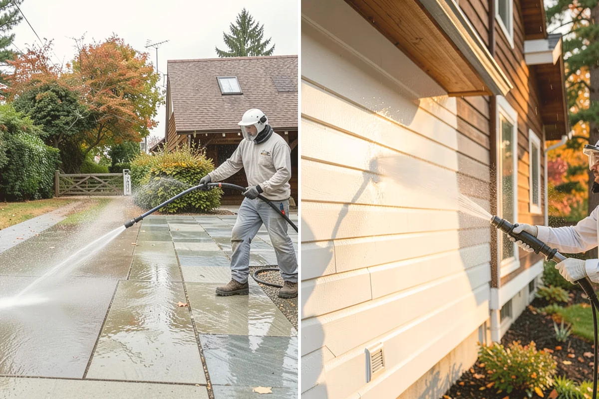 Front Walkway Washing in Newcastle, King County, WA - Clear needles and leaf litter from the full run