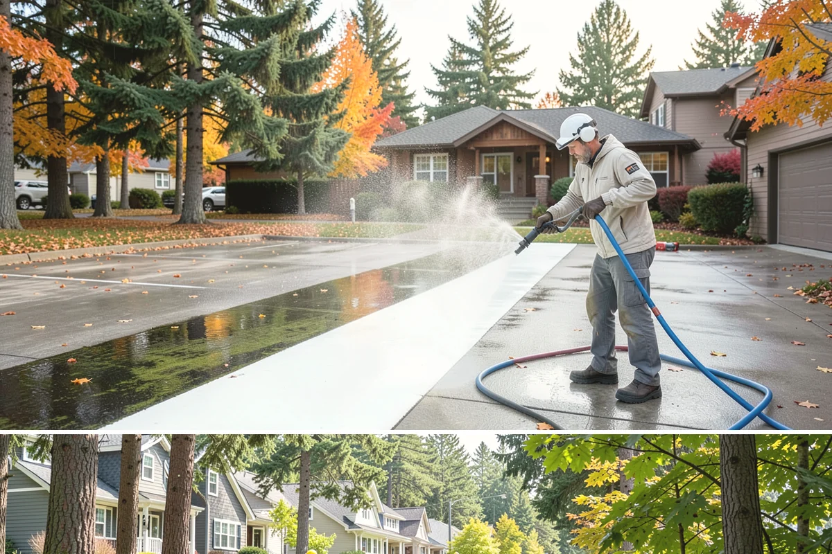Front Walkway Washing in Normandy Park, King County, WA - Front walkways look best cleaned in early summer and again in fall after needle drop.