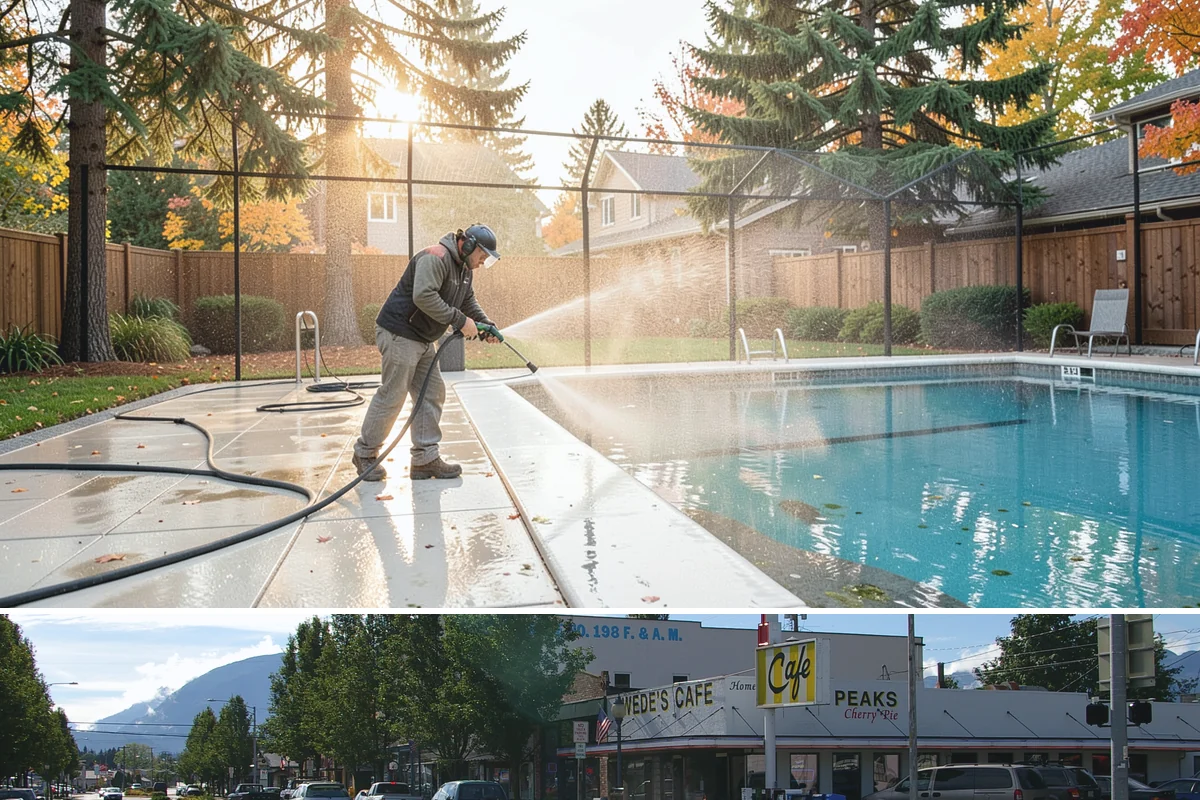 Front Walkway Washing in North Bend, King County, WA - Front walkways look best cleaned in early summer and again in fall after needle drop.