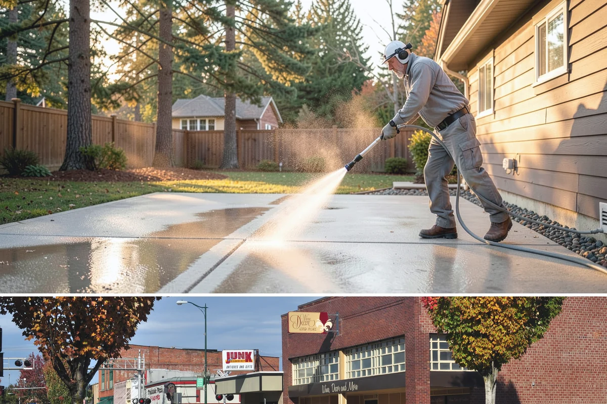 Front Walkway Washing in Puyallup, Pierce County, WA - Front walkways look best cleaned in early summer and again in fall after needle drop.