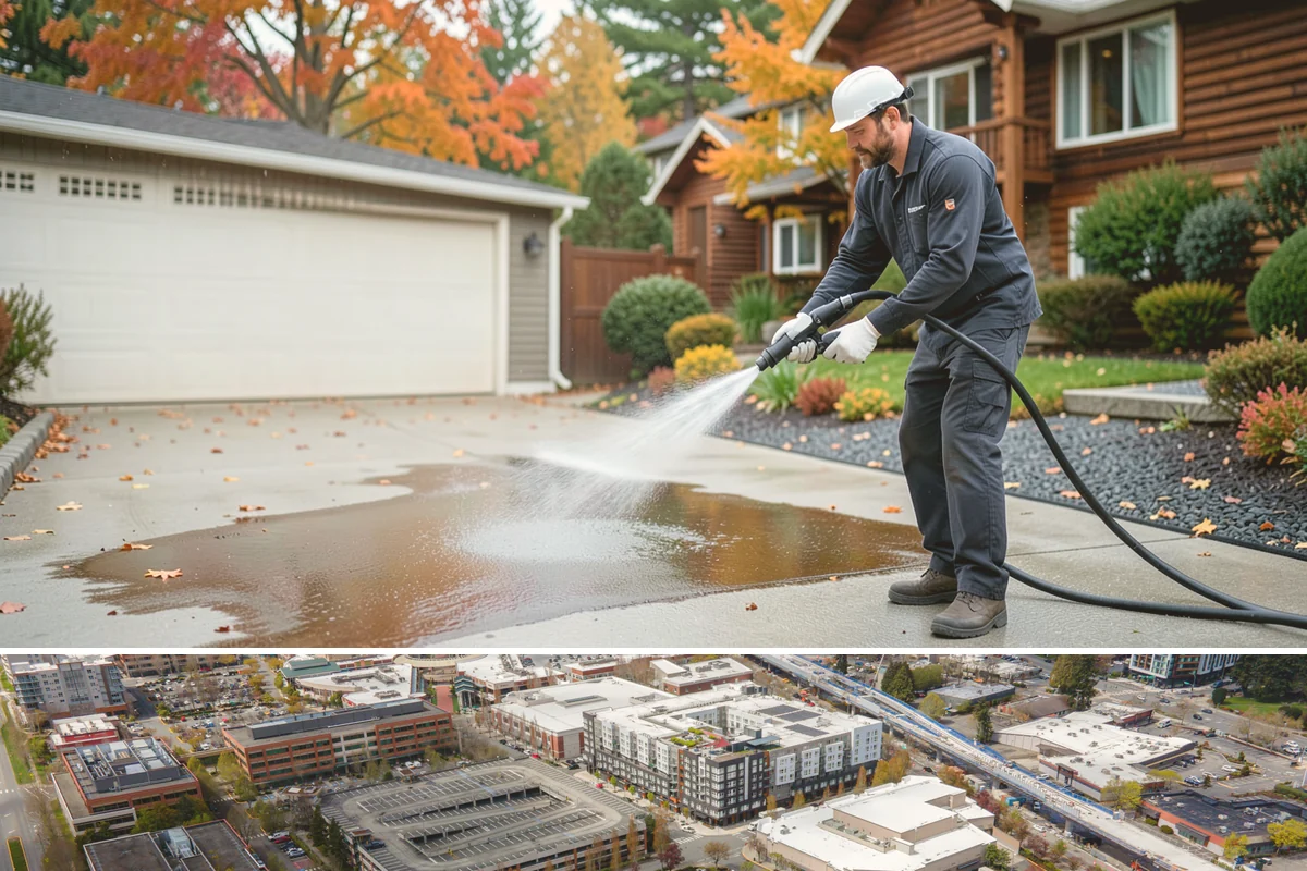 Front Walkway Washing in Redmond, King County, WA - Front walkways look best cleaned in early summer and again in fall after needle drop.