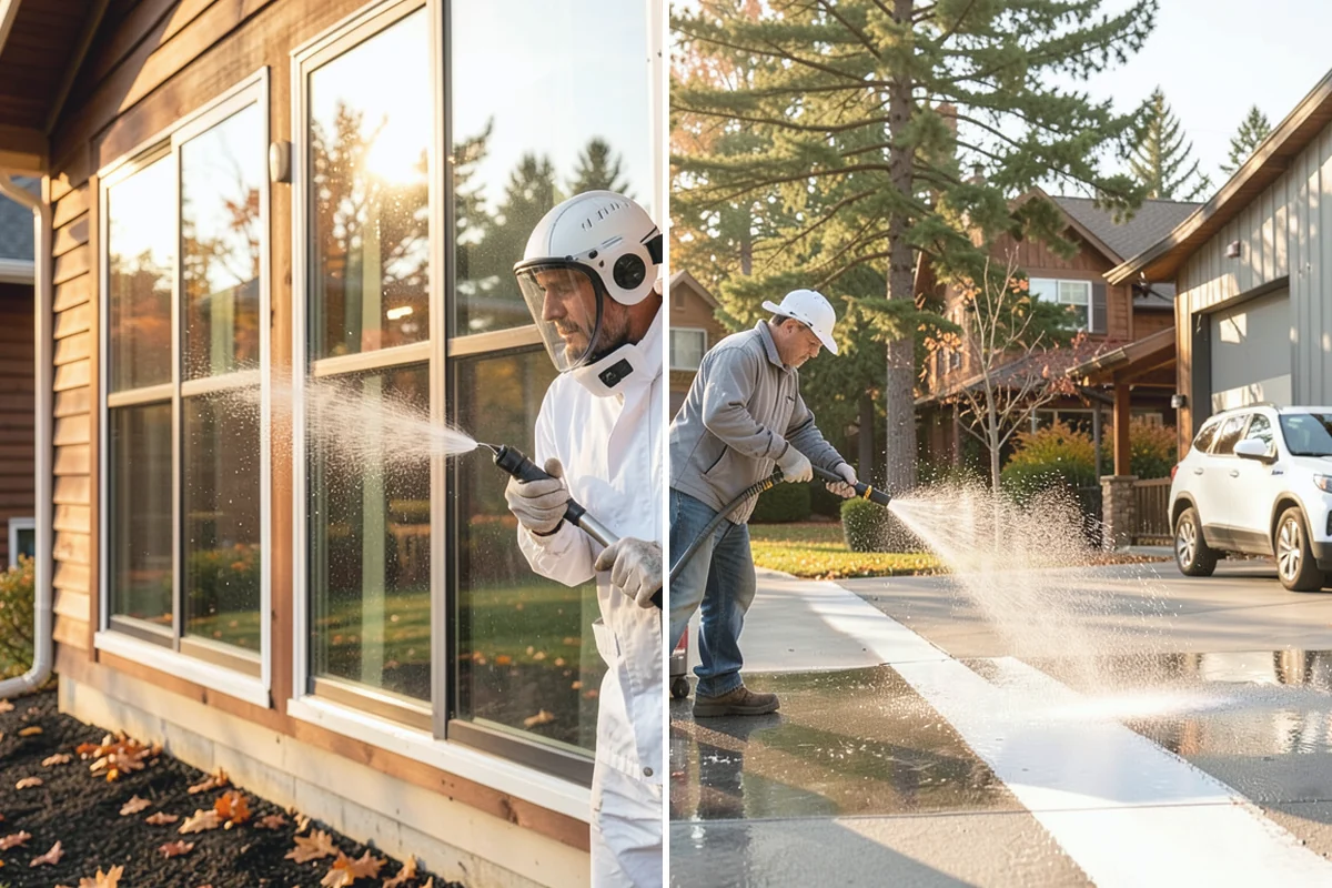 Front Walkway Washing in Renton, King County, WA - Clear needles and leaf litter from the full run
