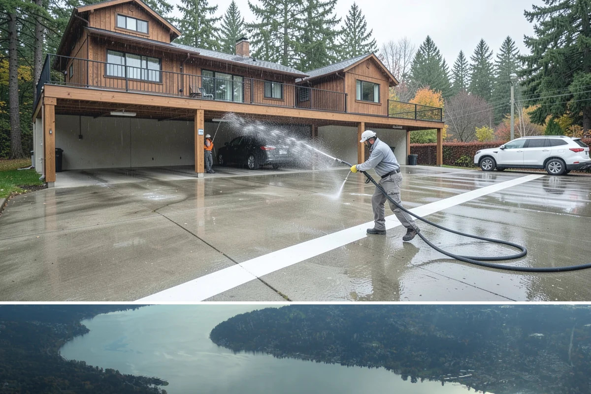Front Walkway Washing in Sammamish, King County, WA - Front walkways look best cleaned in early summer and again in fall after needle drop.