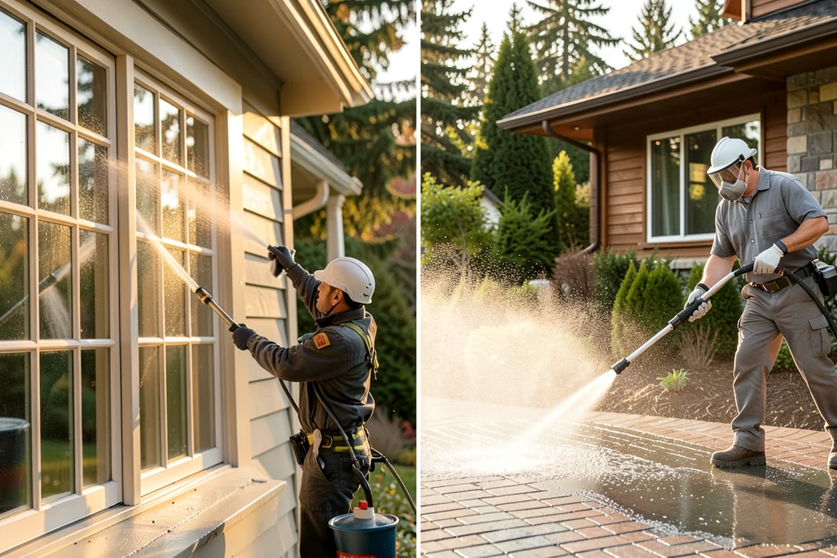 Front Walkway Washing in Shoreline, King County, WA - Clear needles and leaf litter from the full run