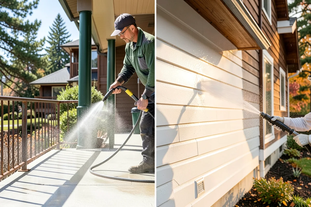 Front Walkway Washing in Snoqualmie, King County, WA - Clear needles and leaf litter from the full run