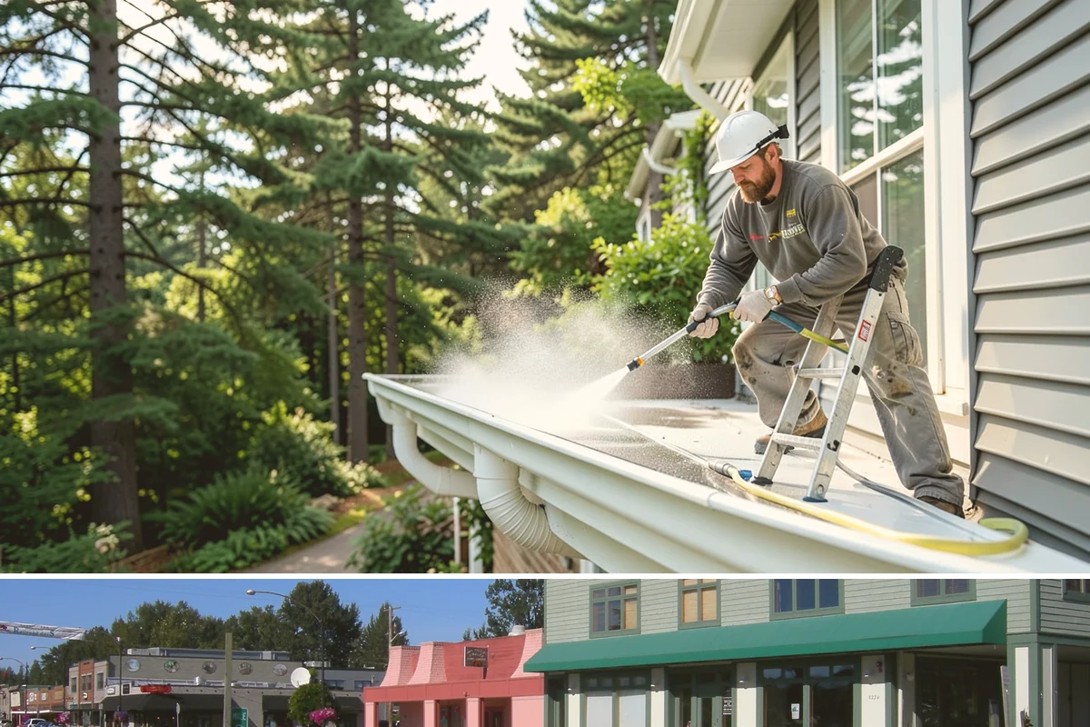 Front Walkway Washing in Snoqualmie, King County, WA - Front walkways look best cleaned in early summer and again in fall after needle drop.