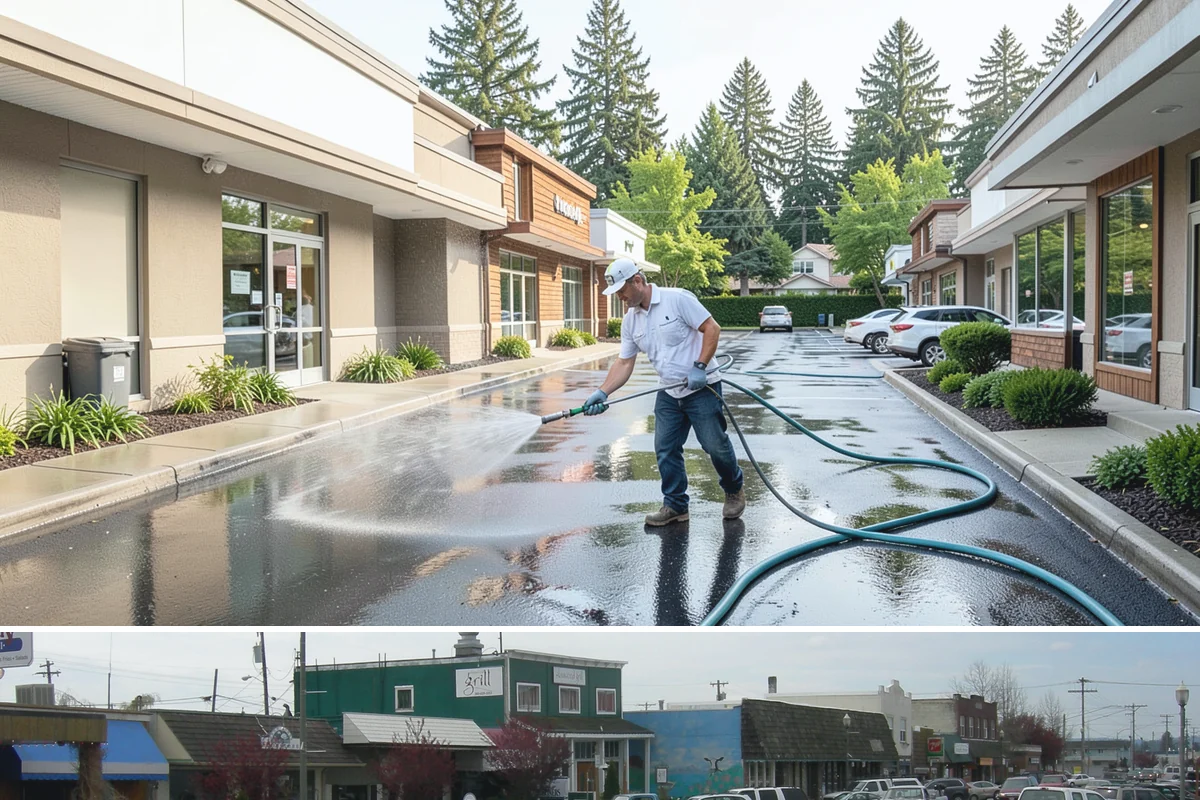 Front Walkway Washing in Stanwood, Snohomish County, WA - Front walkways look best cleaned in early summer and again in fall after needle drop.