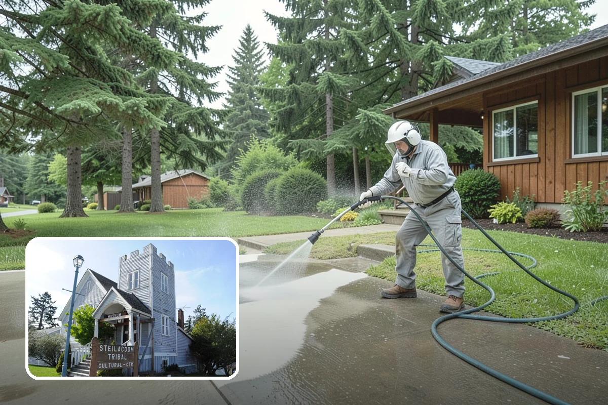 Front Walkway Washing in Steilacoom, Pierce County, WA - Boosts curb appeal along the primary approach