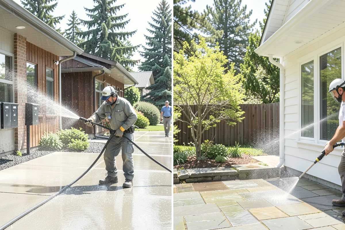 Front Walkway Washing in Tacoma, Pierce County, WA - Clear needles and leaf litter from the full run