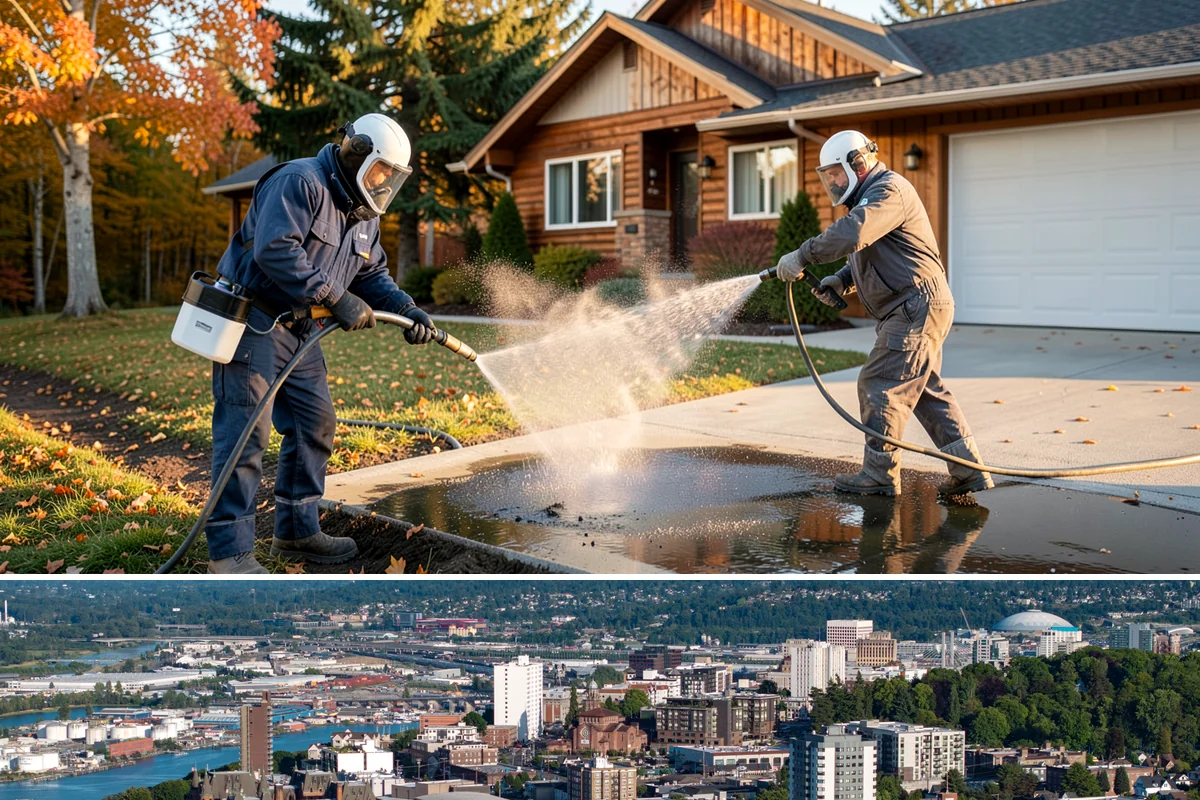 Front Walkway Washing in Tacoma, Pierce County, WA - Front walkways look best cleaned in early summer and again in fall after needle drop.