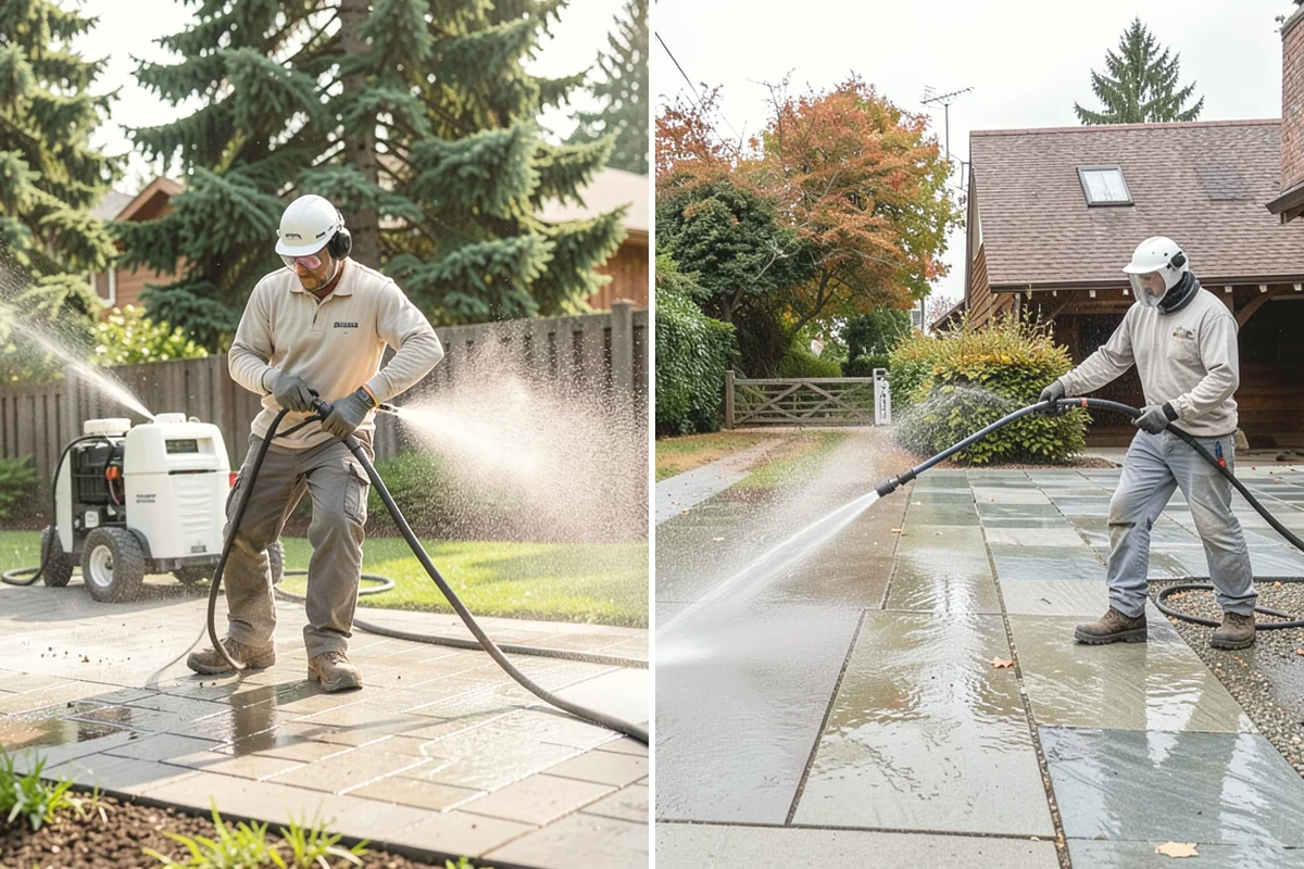 Front Walkway Washing in Tukwila, King County, WA - Clear needles and leaf litter from the full run