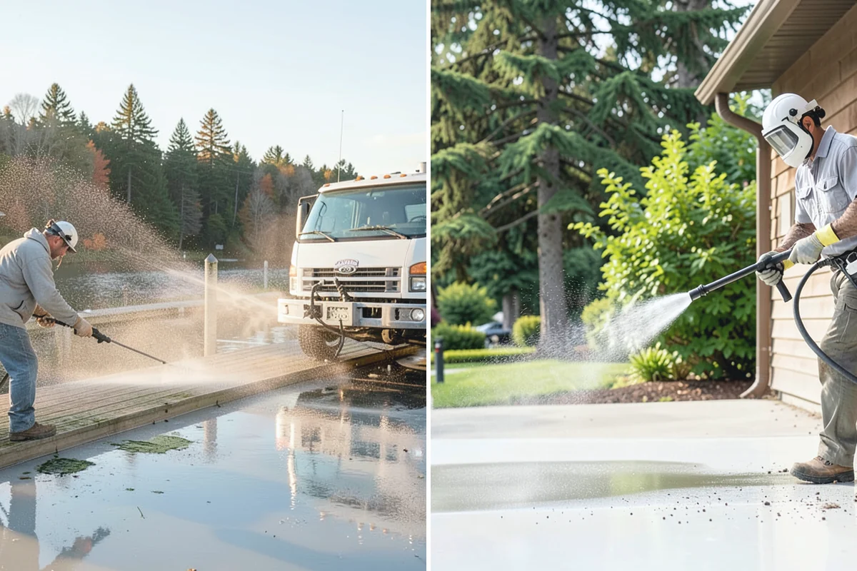 Front Walkway Washing in Wilkeson, Pierce County, WA - Clear needles and leaf litter from the full run