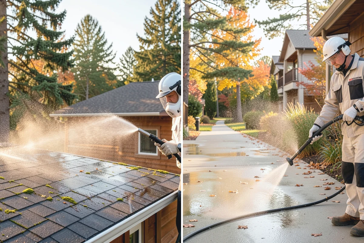 Full Exterior Cleaning Package in Beaux Arts Village, King County, WA - Soft wash the roof and treat moss and streaking