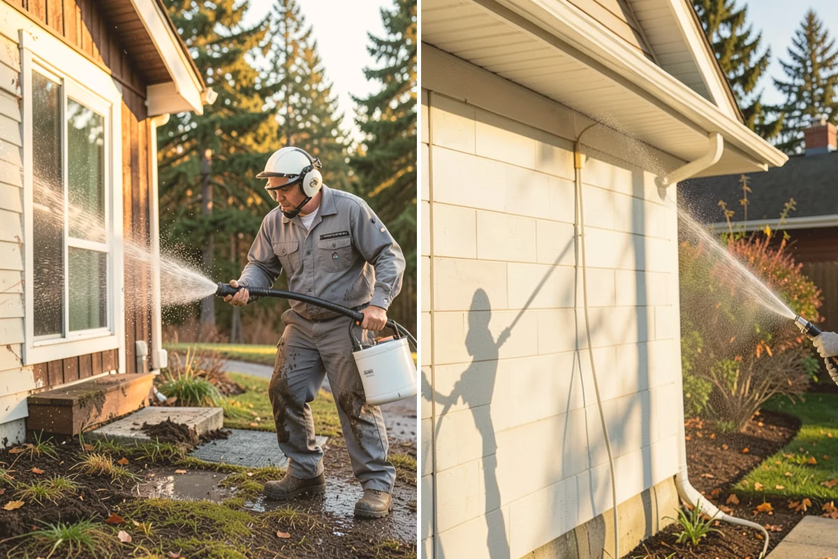 Full Exterior Cleaning Package in Bellevue, King County, WA - Soft wash the roof and treat moss and streaking