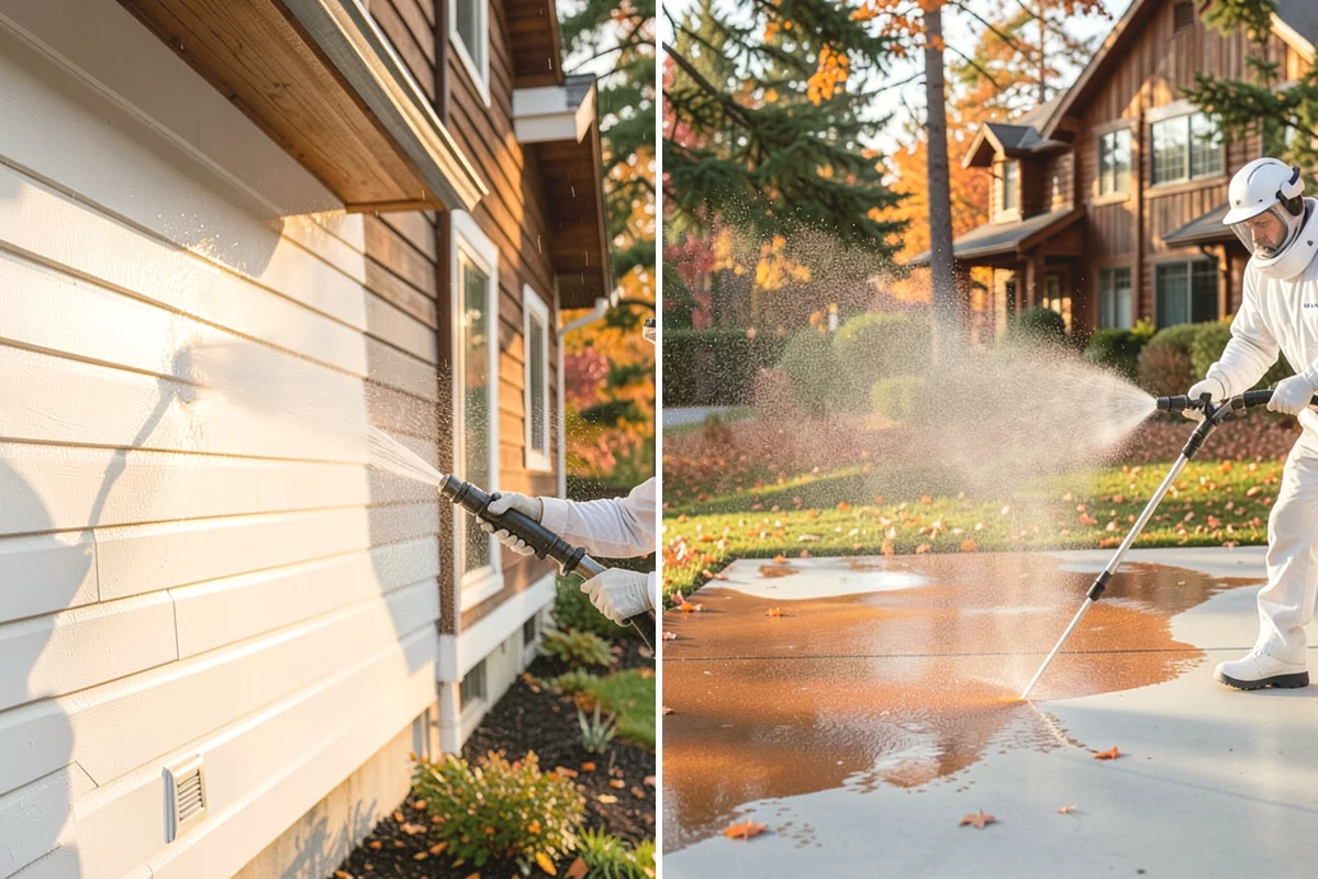 Full Exterior Cleaning Package in Black Diamond, King County, WA - Soft wash the roof and treat moss and streaking