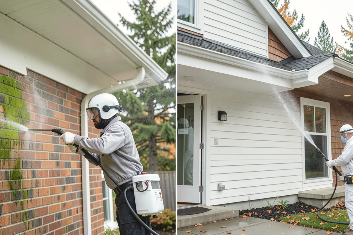 Full Exterior Cleaning Package in Carbonado, Pierce County, WA - Soft wash the roof and treat moss and streaking
